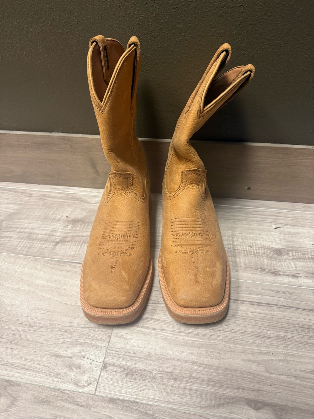 Tecovas Tan Square-Toe Western Boots